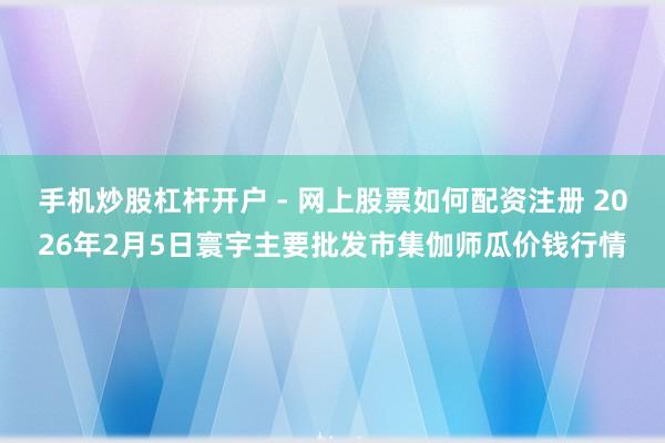 手机炒股杠杆开户 - 网上股票如何配资注册 2026年2月5日寰宇主要批发市集伽师瓜价钱行情