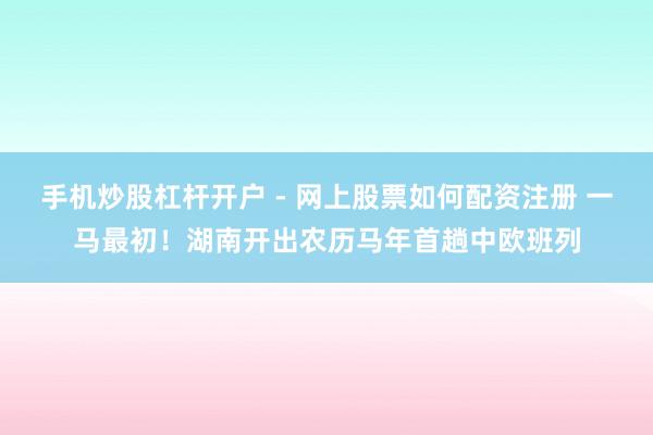 手机炒股杠杆开户 - 网上股票如何配资注册 一马最初!湖南开出农历马年首趟中欧班列